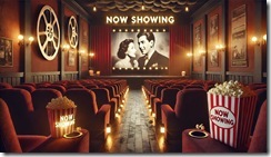 DALL·E 2024-12-18 16.28.48 - A cinematic-themed image for a blog, featuring a cozy movie theater interior with plush red seats, a large projector screen displaying a classic movie